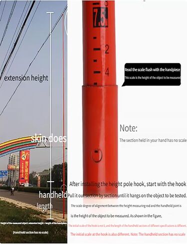 Telescopic High-Voltage Measuring Rod for Linemen - 1000cm/35.8ft Adjustable Non-Conductive Epoxy Height Measuring Stick for Live Power Line Work,1000cm/35.8ft in Saudi Arabia