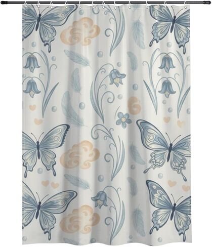 ستارة دش المزرعة بنمط الجرس مع خطافات، ستارة دش بناتي مقاومة للماء للصيف، ستائر مصممة فاخرة للعطلات من القماش قابلة للغسل لحوض الاستحمام وديكور الحمام الرائع مقاس 60 × 72 بوصة in Kuwait