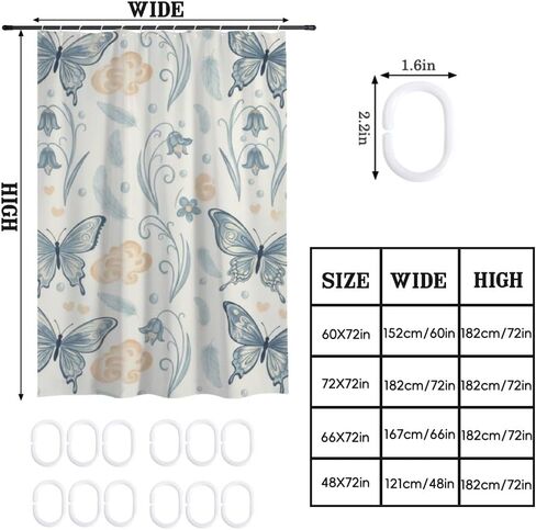 ستارة دش المزرعة بنمط الجرس مع خطافات، ستارة دش بناتي مقاومة للماء للصيف، ستائر مصممة فاخرة للعطلات من القماش قابلة للغسل لحوض الاستحمام وديكور الحمام الرائع مقاس 60 × 72 بوصة in Kuwait