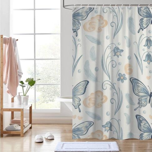 ستارة دش المزرعة بنمط الجرس مع خطافات، ستارة دش بناتي مقاومة للماء للصيف، ستائر مصممة فاخرة للعطلات من القماش قابلة للغسل لحوض الاستحمام وديكور الحمام الرائع مقاس 60 × 72 بوصة in Kuwait