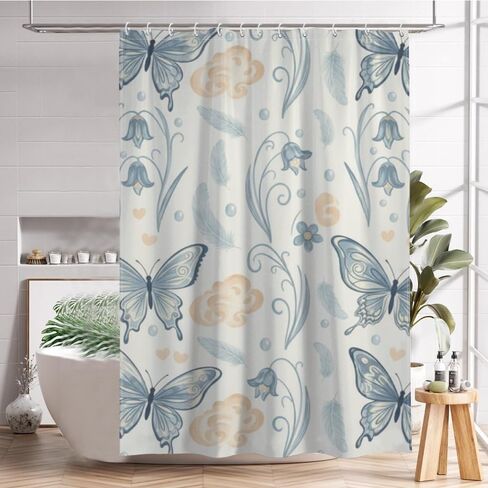 ستارة دش المزرعة بنمط الجرس مع خطافات، ستارة دش بناتي مقاومة للماء للصيف، ستائر مصممة فاخرة للعطلات من القماش قابلة للغسل لحوض الاستحمام وديكور الحمام الرائع مقاس 60 × 72 بوصة in Kuwait