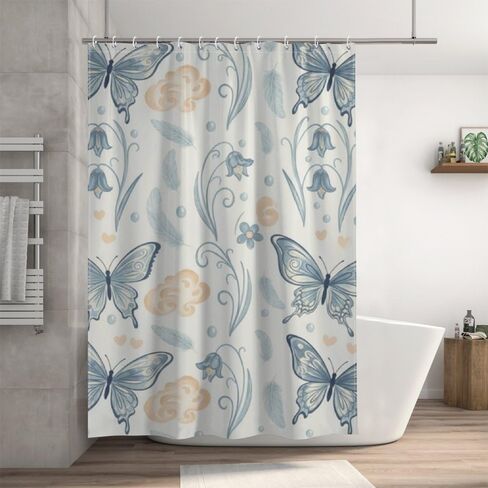 ستارة دش المزرعة بنمط الجرس مع خطافات، ستارة دش بناتي مقاومة للماء للصيف، ستائر مصممة فاخرة للعطلات من القماش قابلة للغسل لحوض الاستحمام وديكور الحمام الرائع مقاس 60 × 72 بوصة in Kuwait