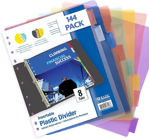 BAZIC 3-Ring Binder Dividers w/ 8-Insertable Color Tabs in Kuwait