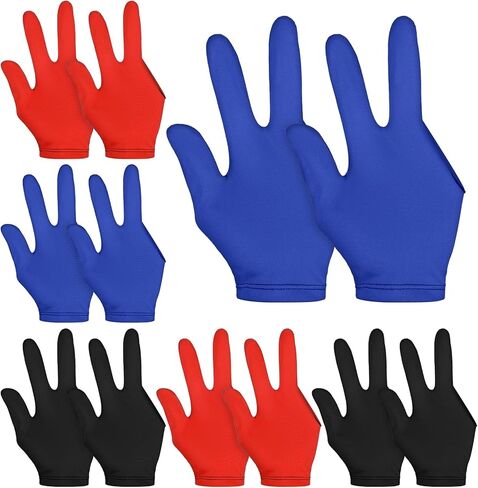 12 Pcs Pool Glove Right Hand Left Hand, 4 Pair Elastic Billiards Gloves for Men, Women (3 Colors) in Saudi Arabia