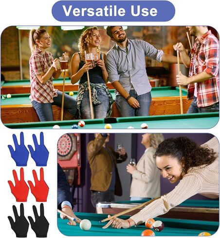 12 Pcs Pool Glove Right Hand Left Hand, 4 Pair Elastic Billiards Gloves for Men, Women (3 Colors) in Saudi Arabia