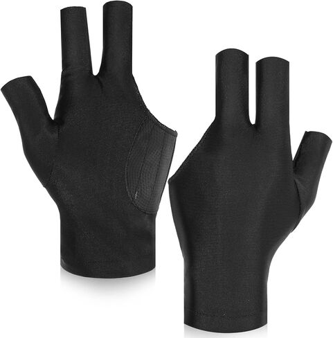 Wamnu 2Pcs 3 Fingers Billiards Glove Pool Cue Gloves Left Hand, Breathable Cue Sport Show Gloves for Women Men Snooker Shooters Carom Sport in Saudi Arabia
