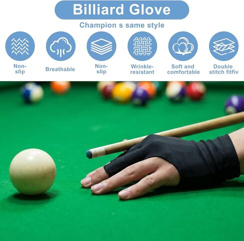 Wamnu 2Pcs 3 Fingers Billiards Glove Pool Cue Gloves Left Hand, Breathable Cue Sport Show Gloves for Women Men Snooker Shooters Carom Sport in Saudi Arabia