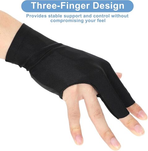 Wamnu 2Pcs 3 Fingers Billiards Glove Pool Cue Gloves Left Hand, Breathable Cue Sport Show Gloves for Women Men Snooker Shooters Carom Sport in Saudi Arabia