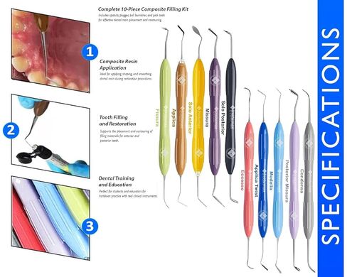 أدوات حشو الأسنان المركبة، ترميم الأسنان، مقبض السيليكون، قابس ترميم/ملعقة ملمعة، مكثفات الحشو، مجموعة أدوات الراتنج in Kuwait