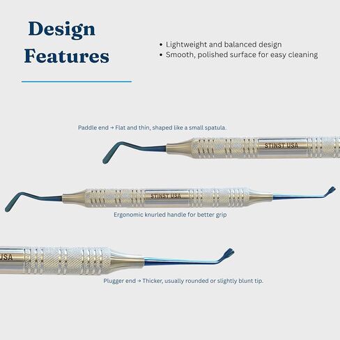 Dental Composite Filling Woodson 2 – Stainless Steel Tools for Resin Application Cavity Filling Shaping – Autoclavable Dental Instruments for Dentists and Students Plugger and Paddle Handle 9 in Kuwait