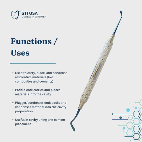 Dental Composite Filling Woodson 2 – Stainless Steel Tools for Resin Application Cavity Filling Shaping – Autoclavable Dental Instruments for Dentists and Students Plugger and Paddle Handle 9 in Kuwait