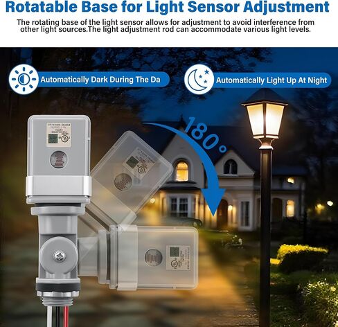 2 Pack Photocell Sensor for Outdoor Light, 120VAC 50/60 Hz IP54 Waterproof Photoelectric Switch, Automatic Dusk to Dawn Sensor for Yard, Garden, Driveway Lighting in Kuwait