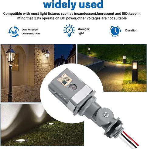 2 Pack Photocell Sensor for Outdoor Light, 120VAC 50/60 Hz IP54 Waterproof Photoelectric Switch, Automatic Dusk to Dawn Sensor for Yard, Garden, Driveway Lighting in Kuwait