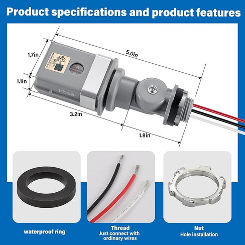 2 Pack Photocell Sensor for Outdoor Light, 120VAC 50/60 Hz IP54 Waterproof Photoelectric Switch, Automatic Dusk to Dawn Sensor for Yard, Garden, Driveway Lighting in Kuwait