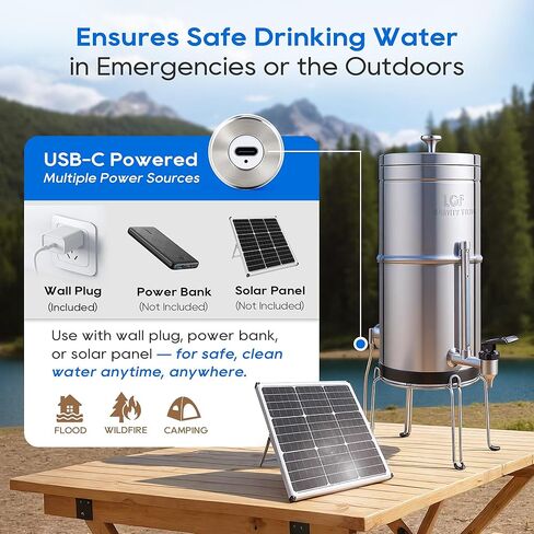 وحدة التعقيم بالأشعة فوق البنفسجية البديلة LCF لفلتر المياه الجاذبية - 275 نانومتر LED، 5 فولت USB-C، عمر 3 سنوات، متوافق مع نظام LCF-GT-UV فقط in Kuwait