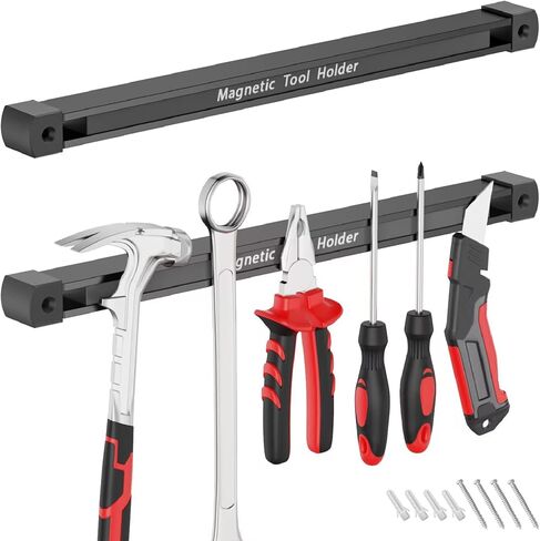 Double Sided Magnetic Tool Holder, 12 Inch Magnetic Tool Bar, Heavy Duty Wall Mount Strip with Ultra Strong Magnet for Garage, Workshop, Jobsite, Shed and Kitchen (2 Pack) in Saudi Arabia