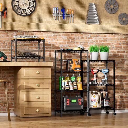 SINGAYE 2 Small Wire Shelves Kitchen Pantry Close Home Organizers and Storage Bathroom Shelf Laundry Room Organization Adjustable Book Metal Garage Shelving Unit in Saudi Arabia