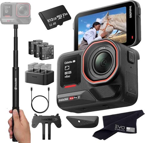 Insta360 Ace Pro 2 Battery Bundle- 8K Action Action Action Camera-edgineered مع Leica ، مستشعر الرائد 1/1.3 بوصة ، شاشة 8K30 ، 2.5 " in Kuwait