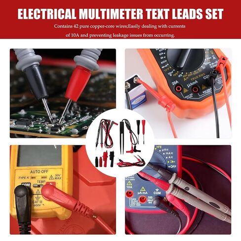 Test Lead Set, Pen Type Electrical Multimeter, Plated Copper Test Probs Lead Tips and Plug Kit,with Alligator Clips for Digital Multimeter, for CAT.II 1000V 10A Update by KEQISIQI in Saudi Arabia