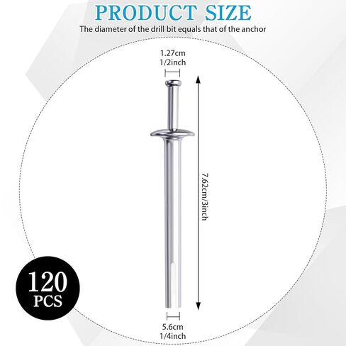 120 Pcs 1/4" x 3" Drive Nail in Anchor Heavy Duty Zinc Plated Concrete Nails Rustproof Drive Expansion Cement Hammering Anchors Pin Metal Fasteners Kit for Wall Drywall Wood Brick in Saudi Arabia