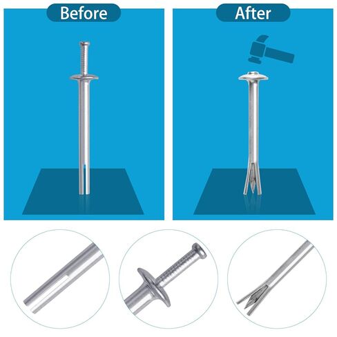 120 Pcs 1/4" x 3" Drive Nail in Anchor Heavy Duty Zinc Plated Concrete Nails Rustproof Drive Expansion Cement Hammering Anchors Pin Metal Fasteners Kit for Wall Drywall Wood Brick in Saudi Arabia
