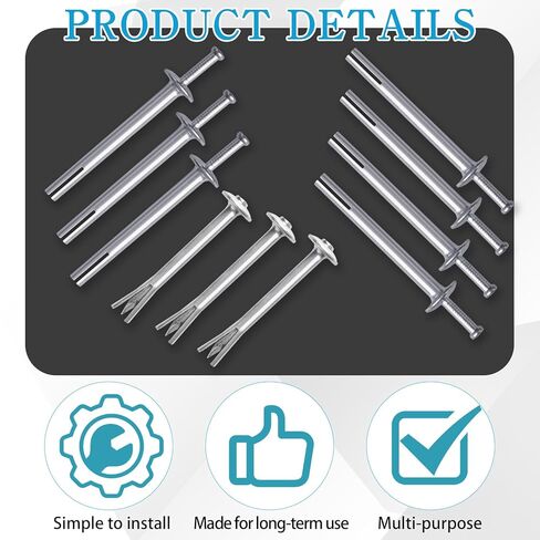 120 Pcs 1/4" x 3" Drive Nail in Anchor Heavy Duty Zinc Plated Concrete Nails Rustproof Drive Expansion Cement Hammering Anchors Pin Metal Fasteners Kit for Wall Drywall Wood Brick in Saudi Arabia