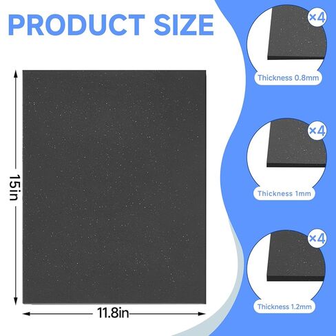 مجموعة مواد حشية غير الأسبستوس 12 قطعة - 15 بوصة × 11.8 بوصة مقاومة للزيت ودرجة الحرارة العالية (550 درجة فهرنهايت) إغلاق ثابت لإصلاح المحرك الصغير، جزازة العشب، الدراجة النارية، المولد - 0.8 مم/1 مم/1.2 مم in Kuwait