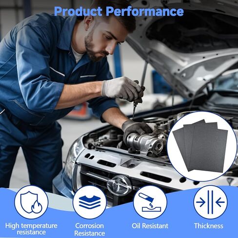 مجموعة مواد حشية غير الأسبستوس 12 قطعة - 15 بوصة × 11.8 بوصة مقاومة للزيت ودرجة الحرارة العالية (550 درجة فهرنهايت) إغلاق ثابت لإصلاح المحرك الصغير، جزازة العشب، الدراجة النارية، المولد - 0.8 مم/1 مم/1.2 مم in Kuwait