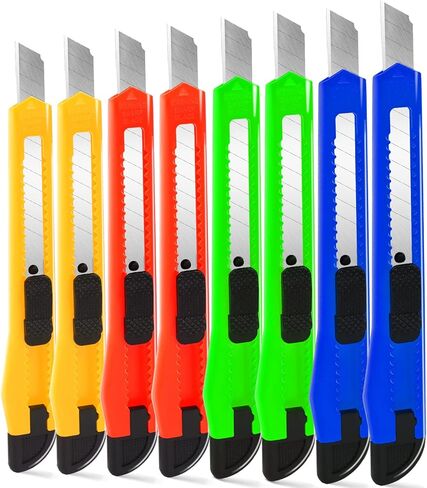 4 Pack Box Cutter, 9mm Snap-off Utility Knife, Box Cutter Retractable for Opening Packages Cartons, Box Opener, Disposable Razor Knife Exacto Knife Perfect for Office and Home use in Kuwait