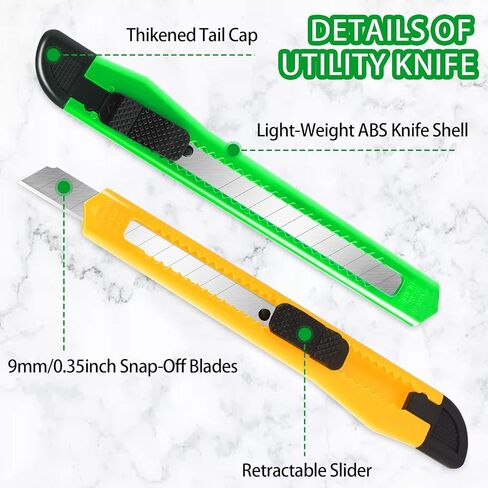 4 Pack Box Cutter, 9mm Snap-off Utility Knife, Box Cutter Retractable for Opening Packages Cartons, Box Opener, Disposable Razor Knife Exacto Knife Perfect for Office and Home use in Kuwait