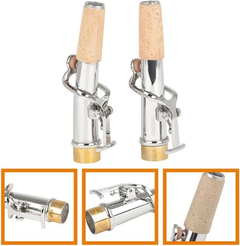 TIDTALEO 2 قطعة طقم رقبة ساكسفون سوبرانو مستقيم ومنحني مجموعة ملحقات الساكسفون المعدنية فضية لإصلاح الأدوات واستبدالها in Kuwait