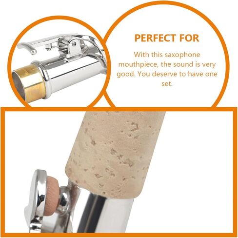 TIDTALEO 2 قطعة طقم رقبة ساكسفون سوبرانو مستقيم ومنحني مجموعة ملحقات الساكسفون المعدنية فضية لإصلاح الأدوات واستبدالها in Kuwait
