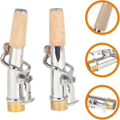 TIDTALEO 2 قطعة طقم رقبة ساكسفون سوبرانو مستقيم ومنحني مجموعة ملحقات الساكسفون المعدنية فضية لإصلاح الأدوات واستبدالها in Kuwait