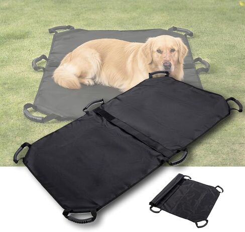 نقالة للكلاب الكبيرة، مقاس 47 بوصة طول × 29 بوصة عرض، نقالة الحيوانات الأليفة شديدة التحمل مع 6 مقابض وحزام أمان، فضلات إنقاذ الطوارئ المحمولة للحيوانات الأليفة المصابة/ما بعد الجراحة، سعة نقل الحيوانات 150 رطلًا in Kuwait