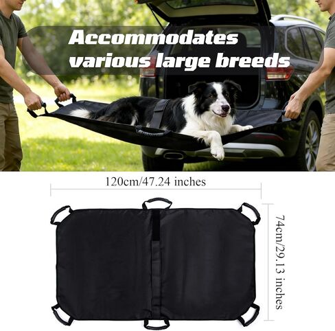 نقالة للكلاب الكبيرة، مقاس 47 بوصة طول × 29 بوصة عرض، نقالة الحيوانات الأليفة شديدة التحمل مع 6 مقابض وحزام أمان، فضلات إنقاذ الطوارئ المحمولة للحيوانات الأليفة المصابة/ما بعد الجراحة، سعة نقل الحيوانات 150 رطلًا in Kuwait