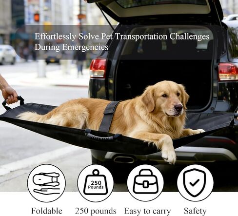 نقالة للكلاب الكبيرة، مقاس 47 بوصة طول × 29 بوصة عرض، نقالة الحيوانات الأليفة شديدة التحمل مع 6 مقابض وحزام أمان، فضلات إنقاذ الطوارئ المحمولة للحيوانات الأليفة المصابة/ما بعد الجراحة، سعة نقل الحيوانات 150 رطلًا in Kuwait