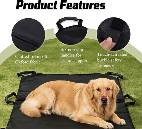 نقالة للكلاب الكبيرة، مقاس 47 بوصة طول × 29 بوصة عرض، نقالة الحيوانات الأليفة شديدة التحمل مع 6 مقابض وحزام أمان، فضلات إنقاذ الطوارئ المحمولة للحيوانات الأليفة المصابة/ما بعد الجراحة، سعة نقل الحيوانات 150 رطلًا in Kuwait