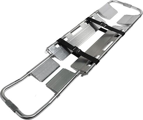 LINE2design-USA- Foldable Aluminum Scoop Stretcher - EMS Portable Stretcher with Adjustable Length, Patient Transport Medical Stretcher with Breakaway Hinge Mechanism - 350.5 Lb Load Capacity, Silver in Saudi Arabia