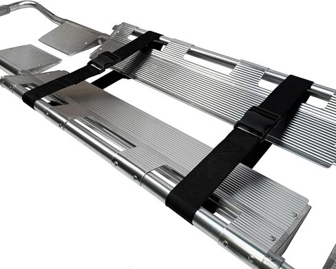 LINE2design-USA- Foldable Aluminum Scoop Stretcher - EMS Portable Stretcher with Adjustable Length, Patient Transport Medical Stretcher with Breakaway Hinge Mechanism - 350.5 Lb Load Capacity, Silver in Saudi Arabia
