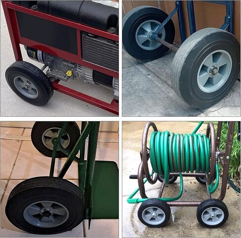 HOIGON 2 حزمة 10 بوصة عجلة شاحنة يدوية من المطاط الصلب مع محمل كروي 5/8 بوصة، إطار بديل عالمي بوزن 330 رطل، إطارات شديدة التحمل بدون هواء لعربات اليد والعربات in Saudi Arabia