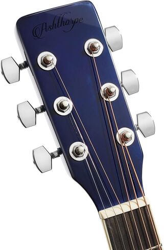 Ashthorpe Full-Size Left-Handed Cutaway Thinline Acoustic-Electric Guitar Package - Premium Tonewoods - Blue in Saudi Arabia