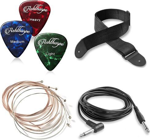 Ashthorpe Full-Size Left-Handed Cutaway Thinline Acoustic-Electric Guitar Package - Premium Tonewoods - Blue in Saudi Arabia
