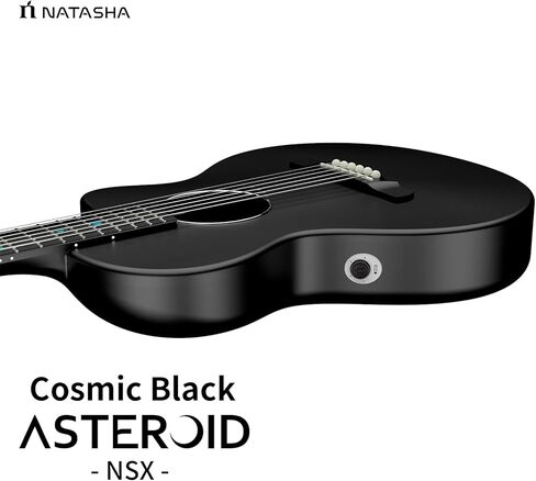 جيتار صوتي من ألياف الكربون من ناتاشا مع بيك اب NSX، جيتار سفر جيتار من الفولاذ مقاس 38 بوصة، جيتار متين رفيع للغاية مكون من 6 أوتار للمبتدئين والمتعلمين المتوسطين والكبار (أسود كوني) in Kuwait