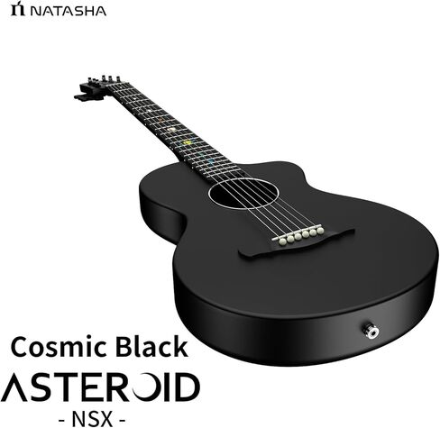 جيتار صوتي من ألياف الكربون من ناتاشا مع بيك اب NSX، جيتار سفر جيتار من الفولاذ مقاس 38 بوصة، جيتار متين رفيع للغاية مكون من 6 أوتار للمبتدئين والمتعلمين المتوسطين والكبار (أسود كوني) in Kuwait