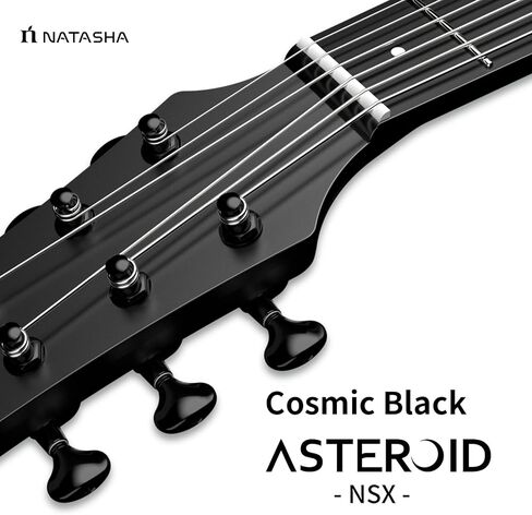 جيتار صوتي من ألياف الكربون من ناتاشا مع بيك اب NSX، جيتار سفر جيتار من الفولاذ مقاس 38 بوصة، جيتار متين رفيع للغاية مكون من 6 أوتار للمبتدئين والمتعلمين المتوسطين والكبار (أسود كوني) in Kuwait