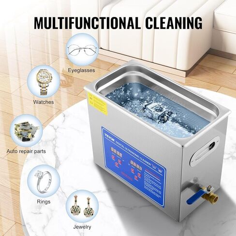 Commercial Ultrasonic Cleaner 6L Professional Ultrasonic Cleaner 40kHz with Digital Timer&Heater 110V Excellent Cleaning Machine for Watch Instruments Industrial Parts Excellent Cleaner Solution in Kuwait