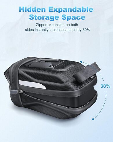 حقيبة مقعد الدراجة، حقيبة دراجة قابلة للتوسيع تحت المقعد، حقيبة سرج دراجة ذات هيكل صلب ثلاثي الأبعاد مقاومة للماء مع مادة عاكسة، سحاب ذاتي القفل، جيب داخلي، 1.6-2 لتر in Kuwait