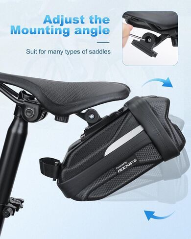 حقيبة مقعد الدراجة، حقيبة دراجة قابلة للتوسيع تحت المقعد، حقيبة سرج دراجة ذات هيكل صلب ثلاثي الأبعاد مقاومة للماء مع مادة عاكسة، سحاب ذاتي القفل، جيب داخلي، 1.6-2 لتر in Kuwait