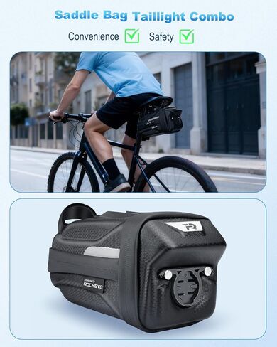 حقيبة مقعد الدراجة، حقيبة دراجة قابلة للتوسيع تحت المقعد، حقيبة سرج دراجة ذات هيكل صلب ثلاثي الأبعاد مقاومة للماء مع مادة عاكسة، سحاب ذاتي القفل، جيب داخلي، 1.6-2 لتر in Kuwait