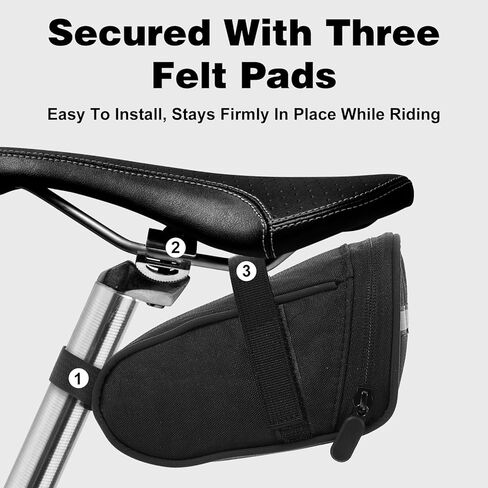 Reflective Bike Seat Bag, Black Bicycle Saddle Bag, Waterproof Bike Pouch, 18 x 8.5 x 10 cm Bikes Storage Bags, Cycling Accessories for Mountain Road Foldable Bikes in Kuwait